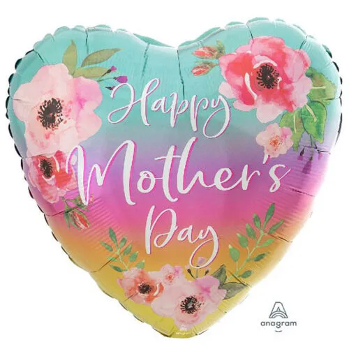 Μπαλόνι Καρδιά "Happy Mothers Day" Λουλούδια &amp; Όμπρε