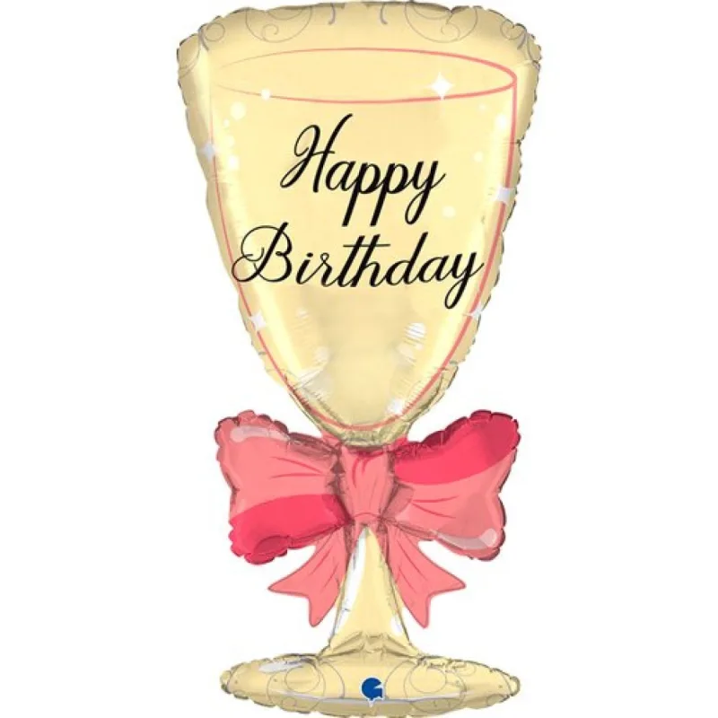 29" Μπαλόνι Ποτήρι Σαμπάνιας ''Happy Birthday''