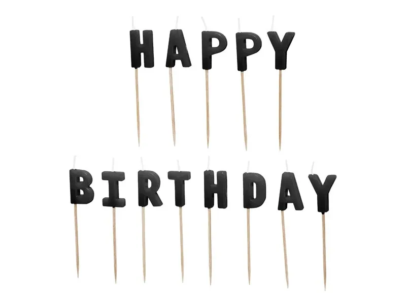 Μαύρα Κεράκια Happy Birthday(13 τεμ)