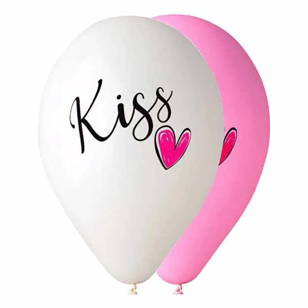 12" Μπαλόνι τυπωμένο Kiss καρδούλα (25 τεμ)
