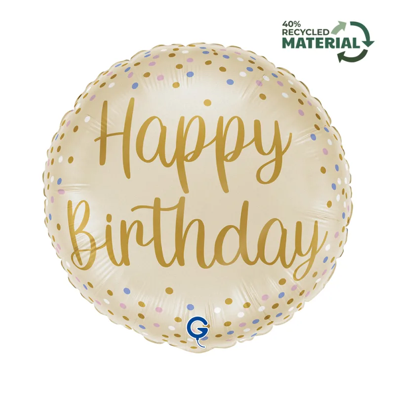18” Μπαλόνι Μπεζ - Happy Birthday
