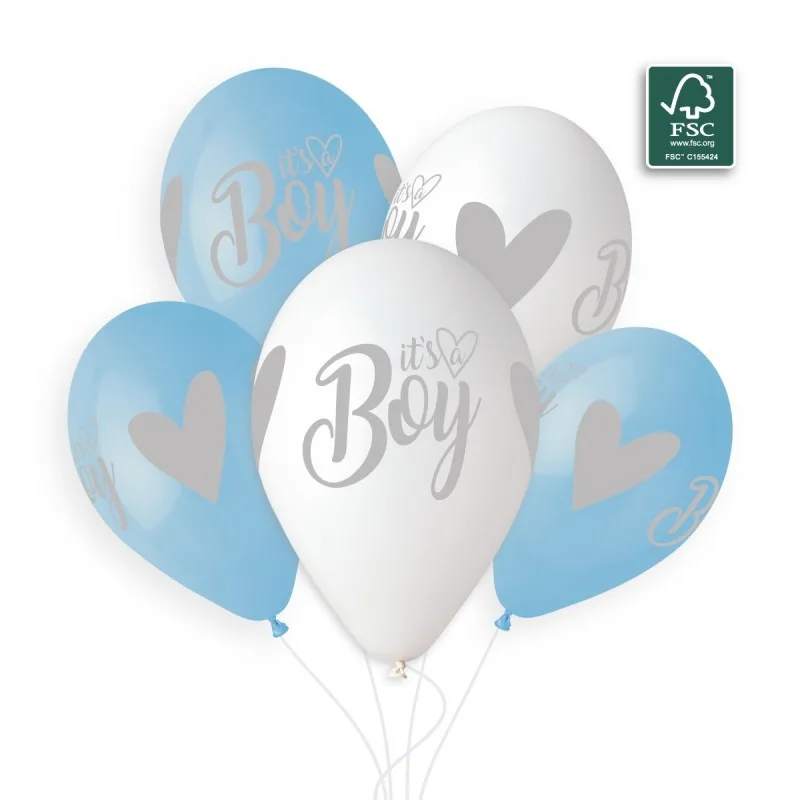 Σετ Μπαλόνια It’s A Boy Ασημί Εκτύπωση (5 τεμ)
