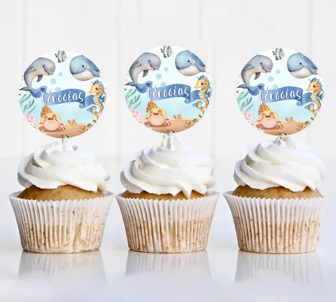 Topper Cupcake Θάλασσα (6 τεμ)