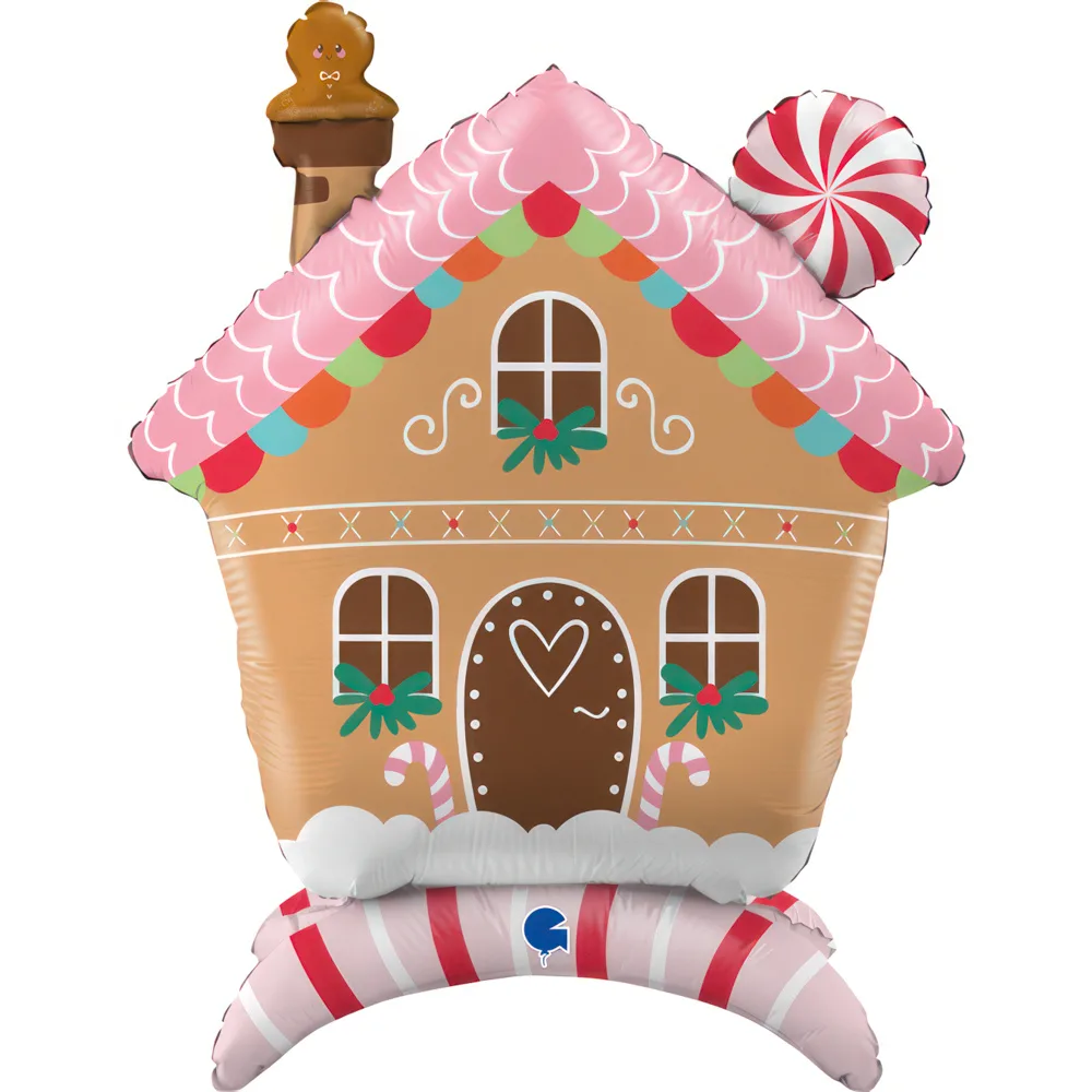 30″ Standups Μπαλόνι Gingerbread House ροζ