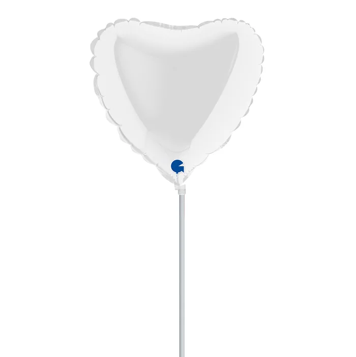 10" Mini Shape μπαλόνι Λευκή Καρδιά