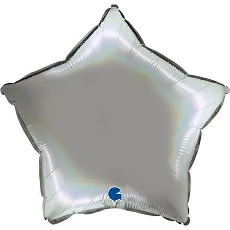 18'' Μπαλόνι Ασημί Αστέρι Holographic