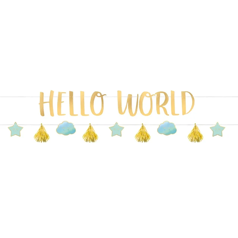 Γιρλάντα Baby Shower "Hello World" για αγοράκι
