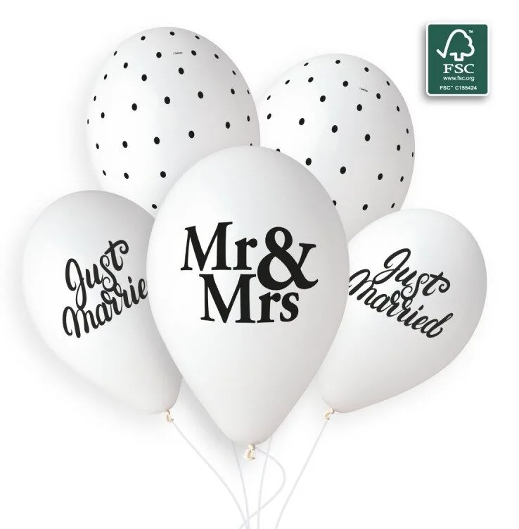 13" Μπαλόνια Just Married - Mr &amp; Mrs (25 τεμ)