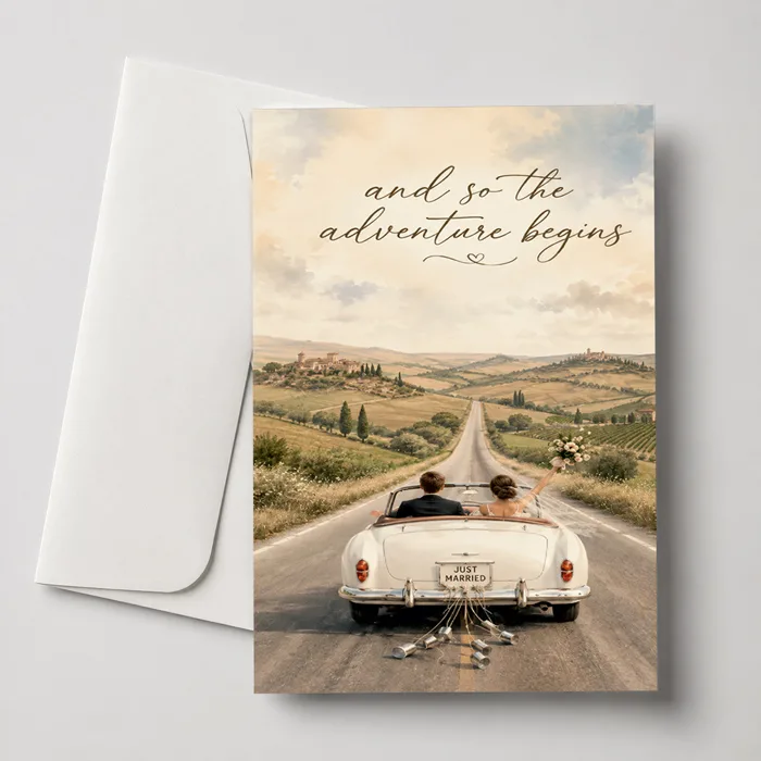 Ευχετήρια Κάρτα Γάμου - And So the Adventure Begins