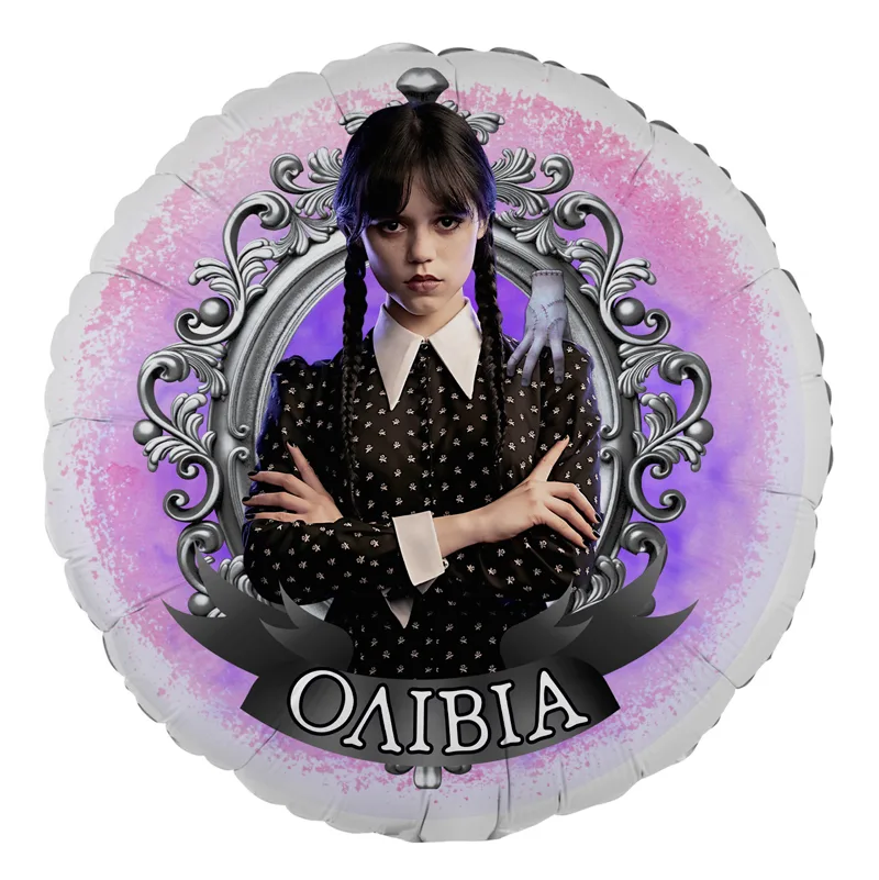 18" Μπαλόνι Foil Στρογγυλό Tυπωμένο - Wednesday Addams