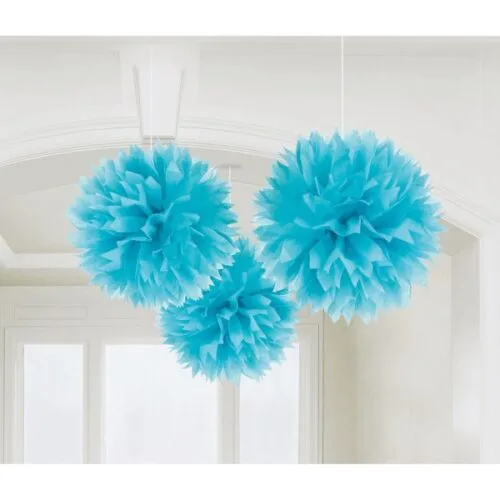 Γαλάζια Σετ Fluffy Pom Pom (3 τεμ)