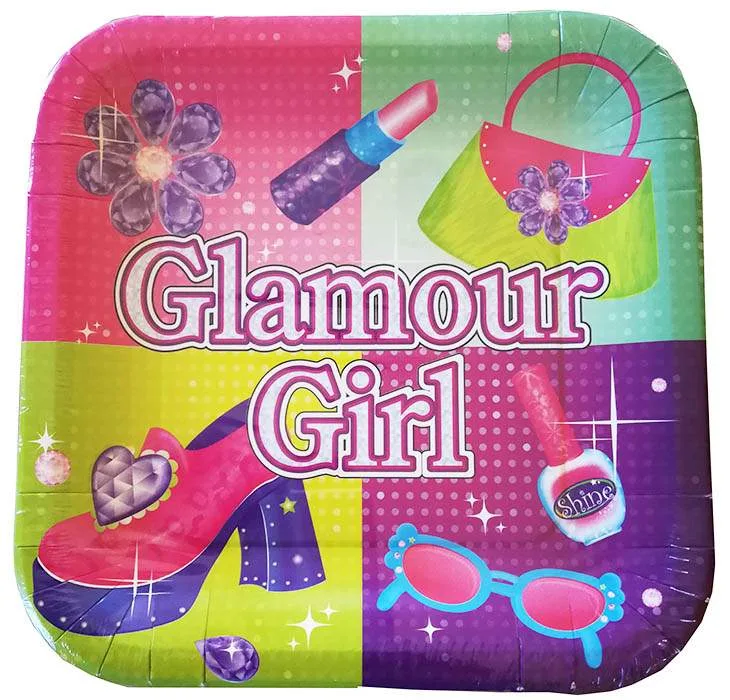 Πιάτα πάρτυ τετράγωνα Glamour girl (8 τεμ.)
