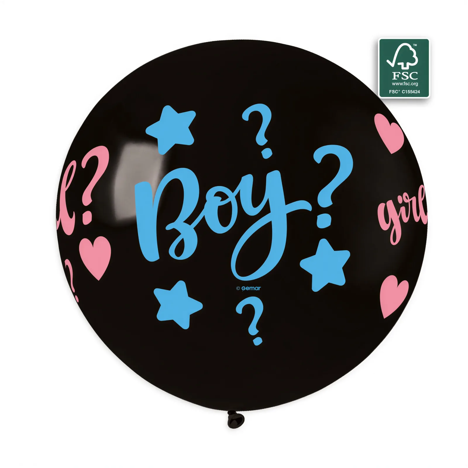 Τεράστιο Μαύρο Mπαλόνι με Κομφετί για Gender Reveal