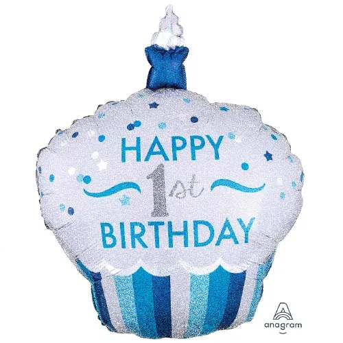 36" Μπαλόνι Cup Cake 1st Birthday αγοράκι