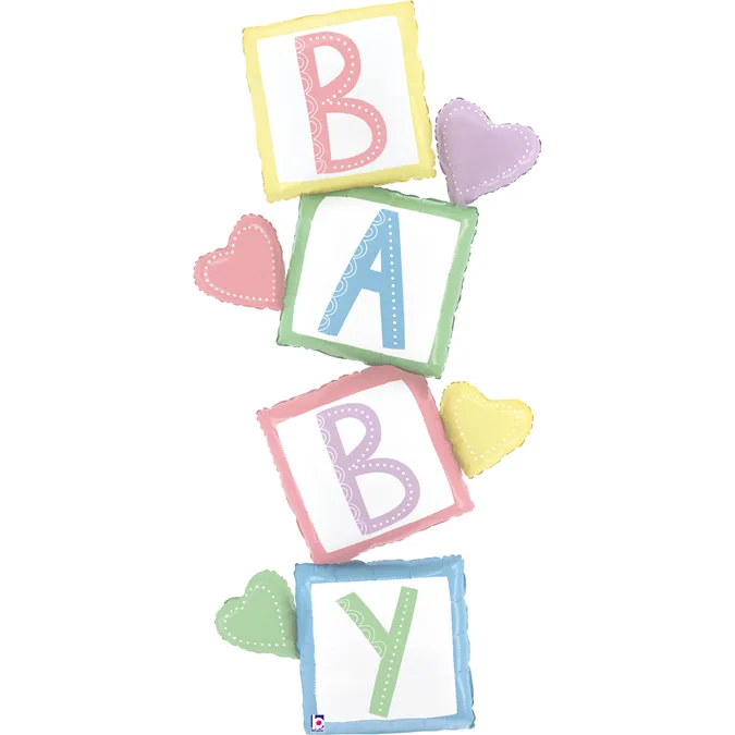 63'' Τεράστιο Μπαλόνι Γέννησης Baby Blocks