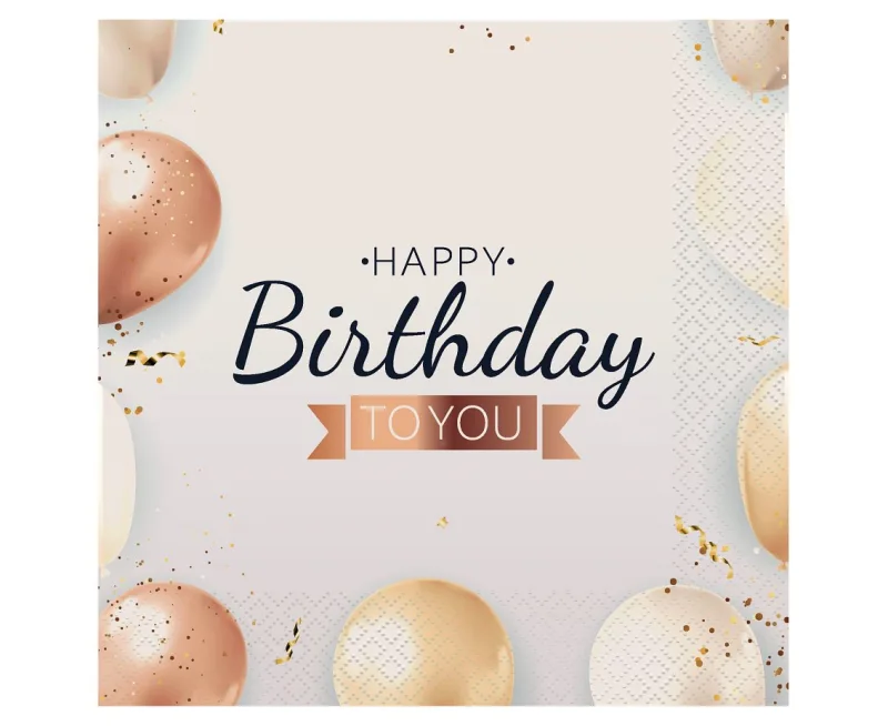 Χαρτοπετσέτες φαγητού Rosegold Birthday (20 τεμ)