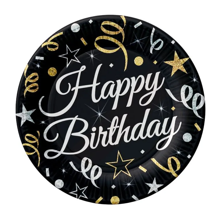 Πιάτα γλυκού Birthday κομφετί (6 τεμ)