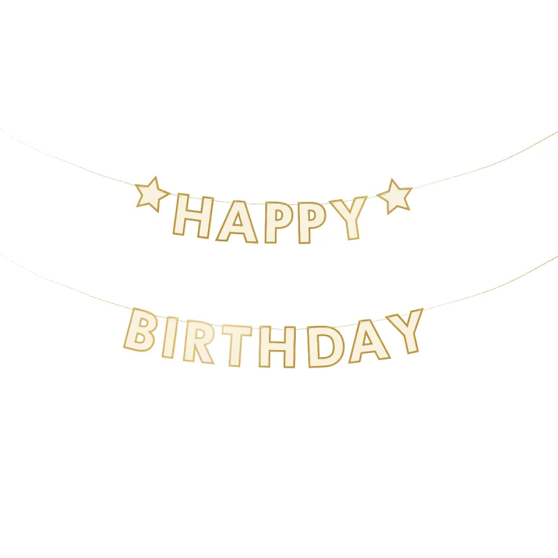 Γιρλάντα Happy Birthday με χρυσό Περίγραμμα 220cm