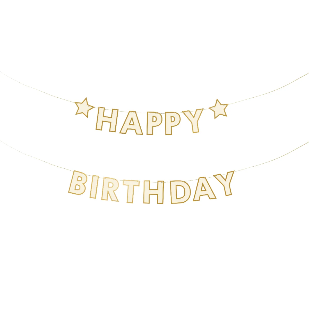 Γιρλάντα Happy Birthday με χρυσό Περίγραμμα 220cm