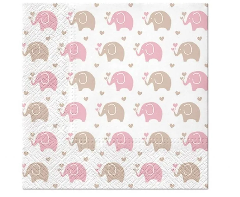 Χαρτοπετσέτες Baby Elephant ροζ (20 τεμ)