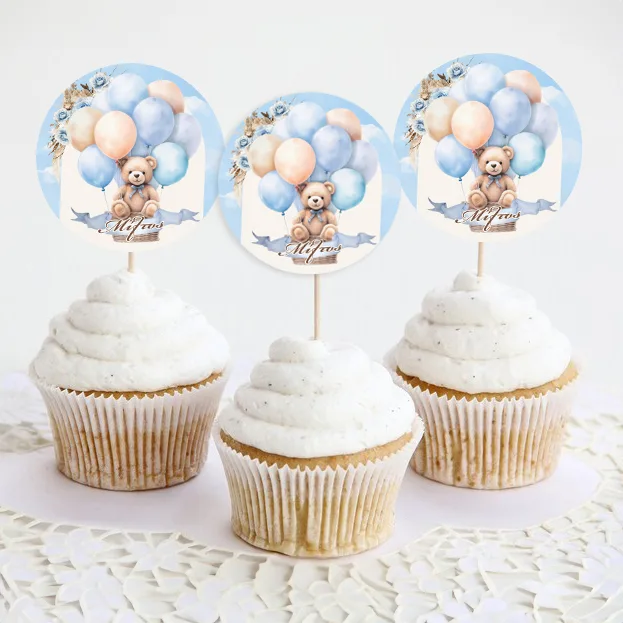 Topper Cupcake Αρκουδάκι Boho (6 τεμ)