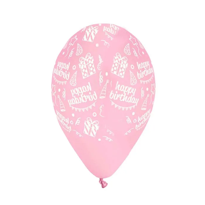 12" Μπαλόνι Happy Bday baby pink (25 τεμ)