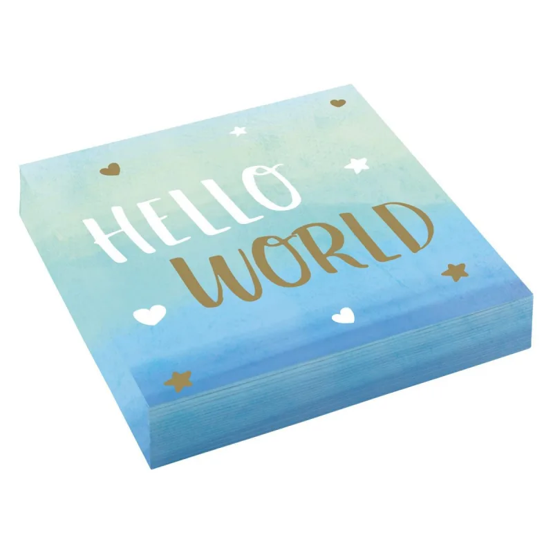 Χαρτοπετσέτες Hello World γαλάζιες (16 τεμ)
