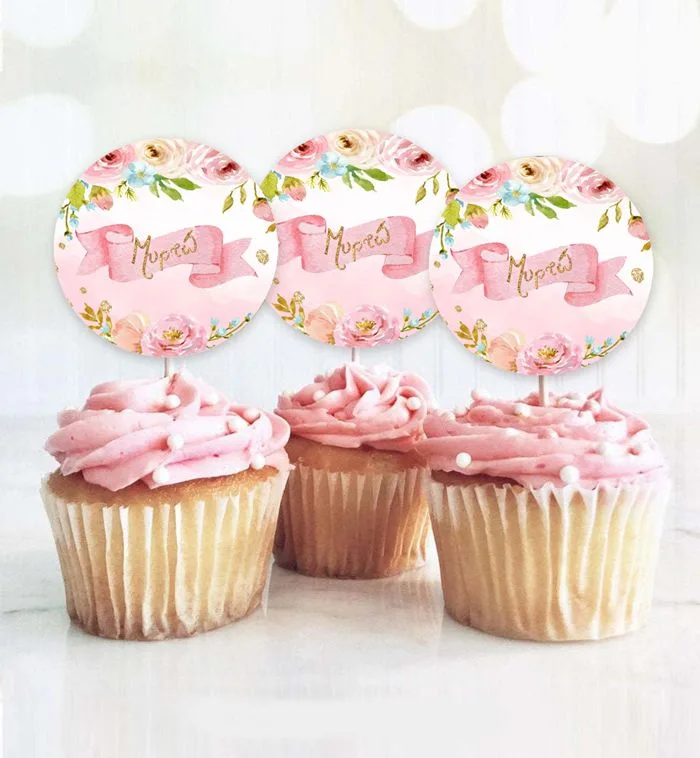 Topper Cupcake Φλοράλ (6 τεμ)