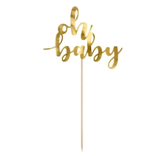 Χρυσό Topper τούρτας Oh Baby
