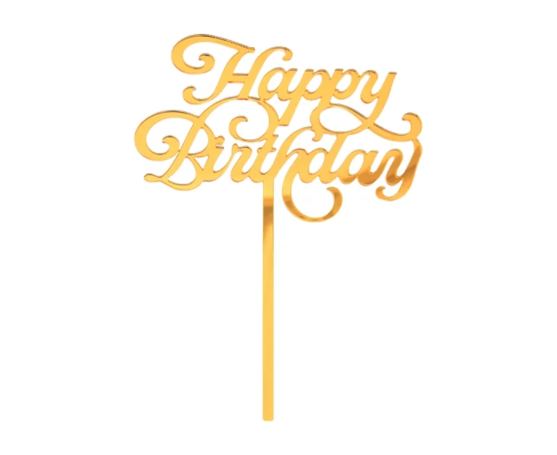 Χρυσό Topper τούρτας Happy Birthday