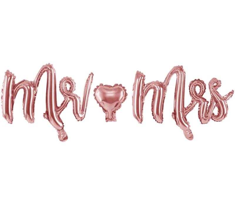 Σετ μπαλόνια "Mr &amp; Mrs" rosegold 125cm