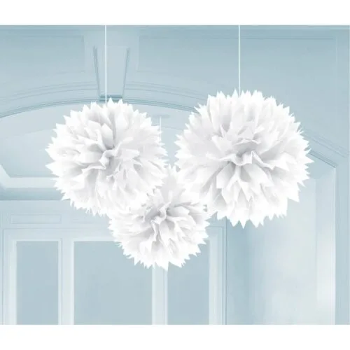 Σετ Fluffy Pom Pom Άσπρα (3 τεμ)