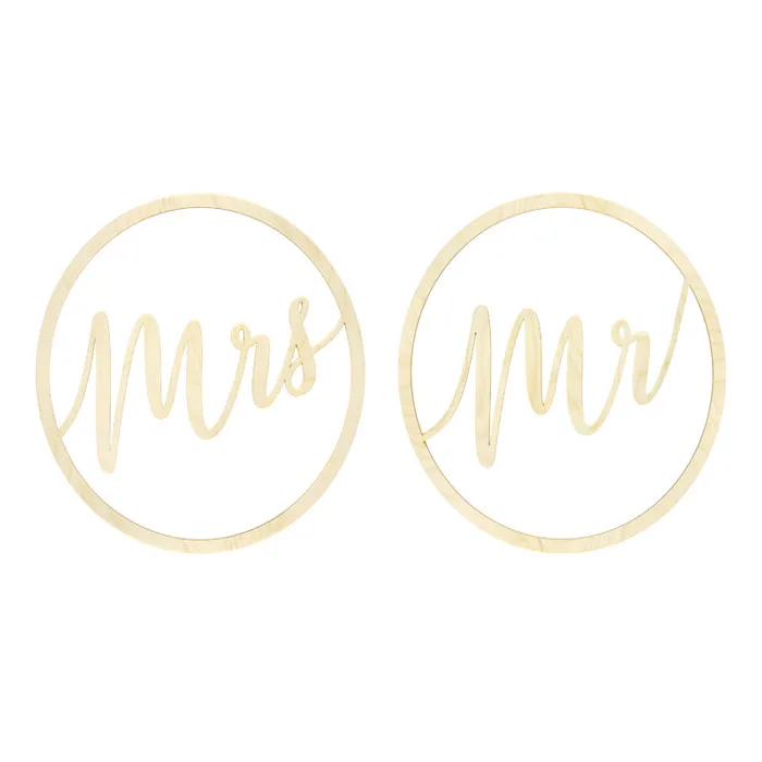 Ξύλινα κρεμαστά διακοσμητικά Mr &amp; Mrs (2 τεμ)