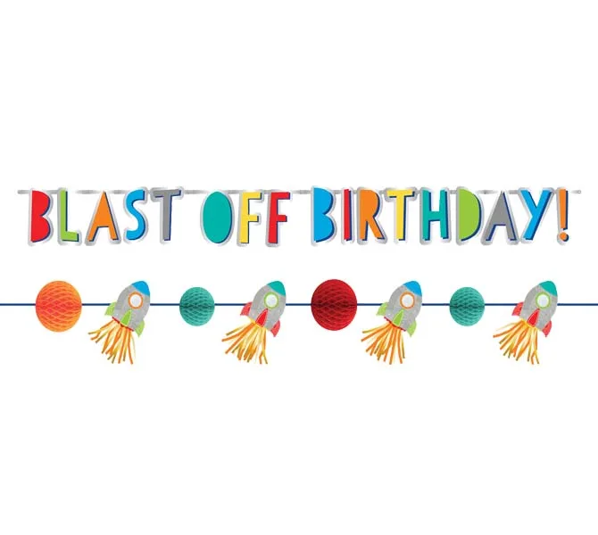 Διακοσμητικό Μπάνερ Διάστημα "Blast- off Birthday"