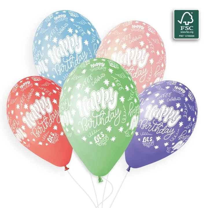 13'' Μπαλόνια Happy Birthday παστέλ (25 τεμ)
