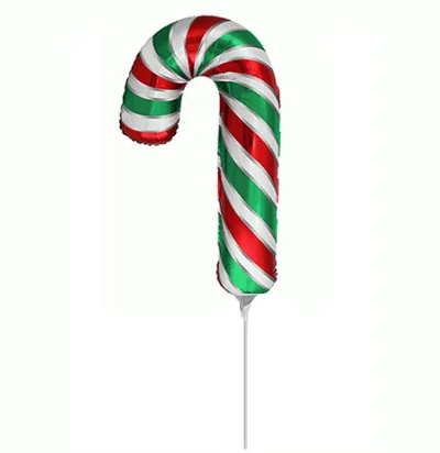 14" Mini Shape Μπαλόνι κόκκινο-πράσινο Candy Cane