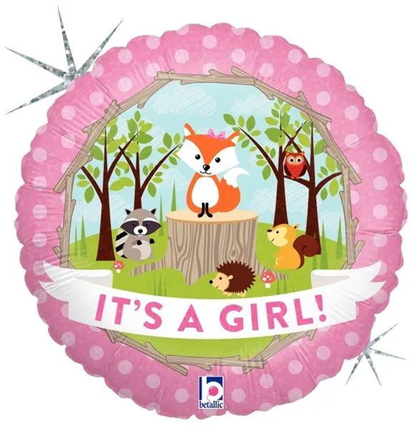 18" Μπαλόνι γέννησης Woodland Baby Girl