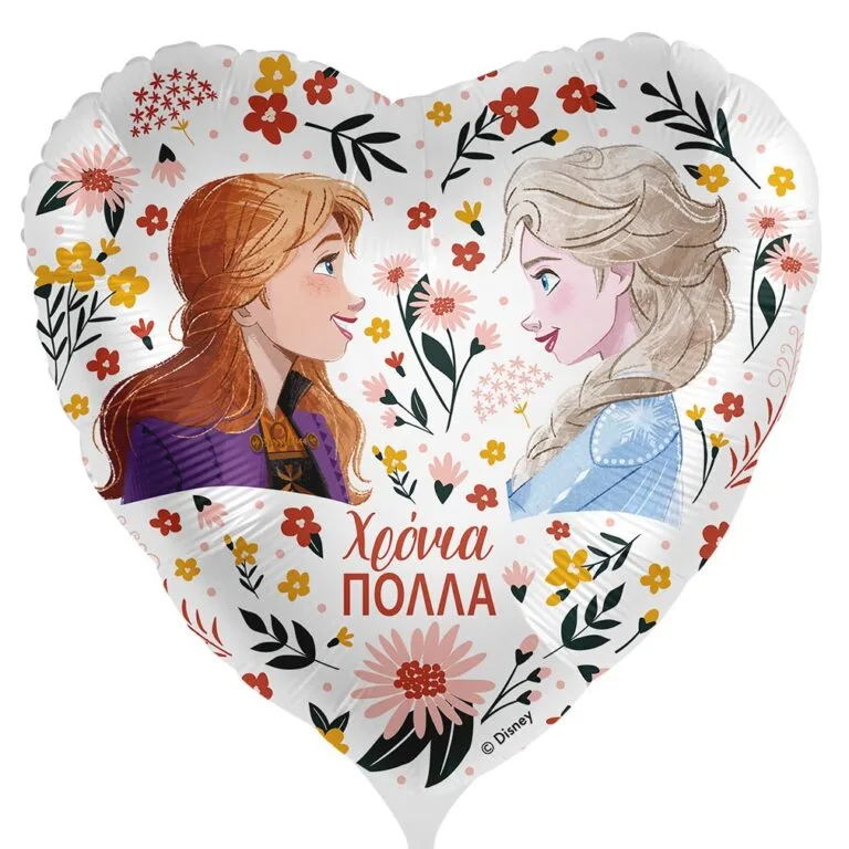 18'' Μπαλόνι Χρόνια Πολλά - Anna &amp; Elsa Floral