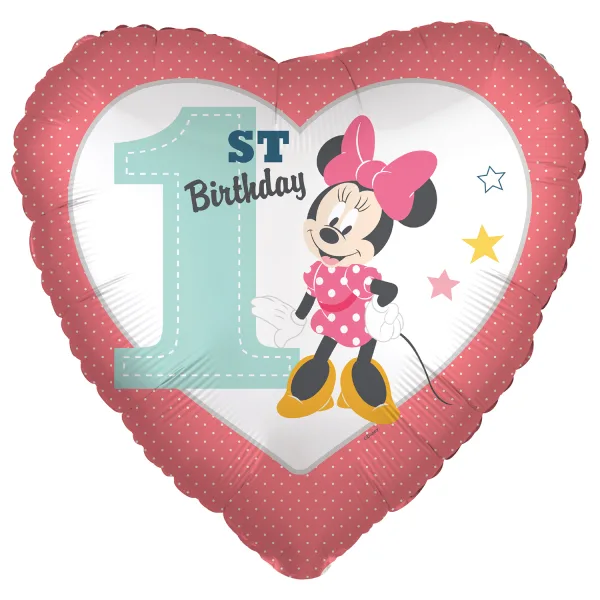 18" Μπαλόνι Καρδιά 1st birthday Minnie