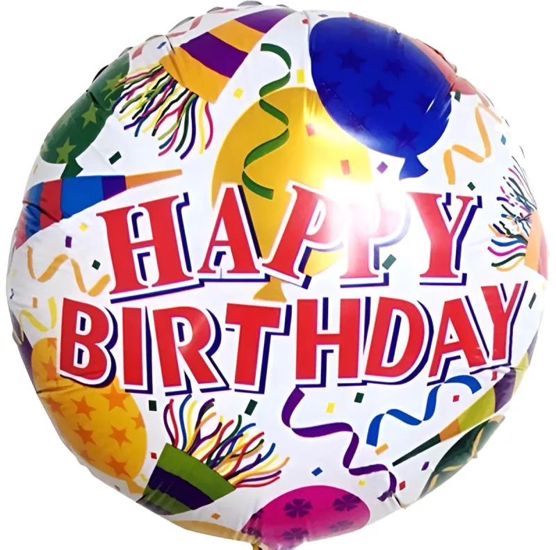 18" Μπαλόνι Happy Birthday καπελάκια &amp; κομφετί