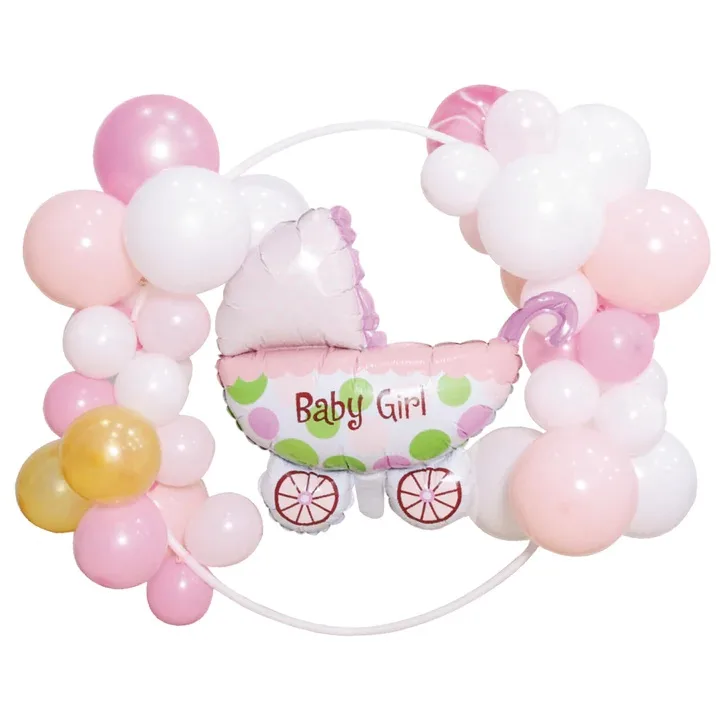 Σετ Μπαλόνια Baby Girl με κυκλικό frame (43 τεμ)