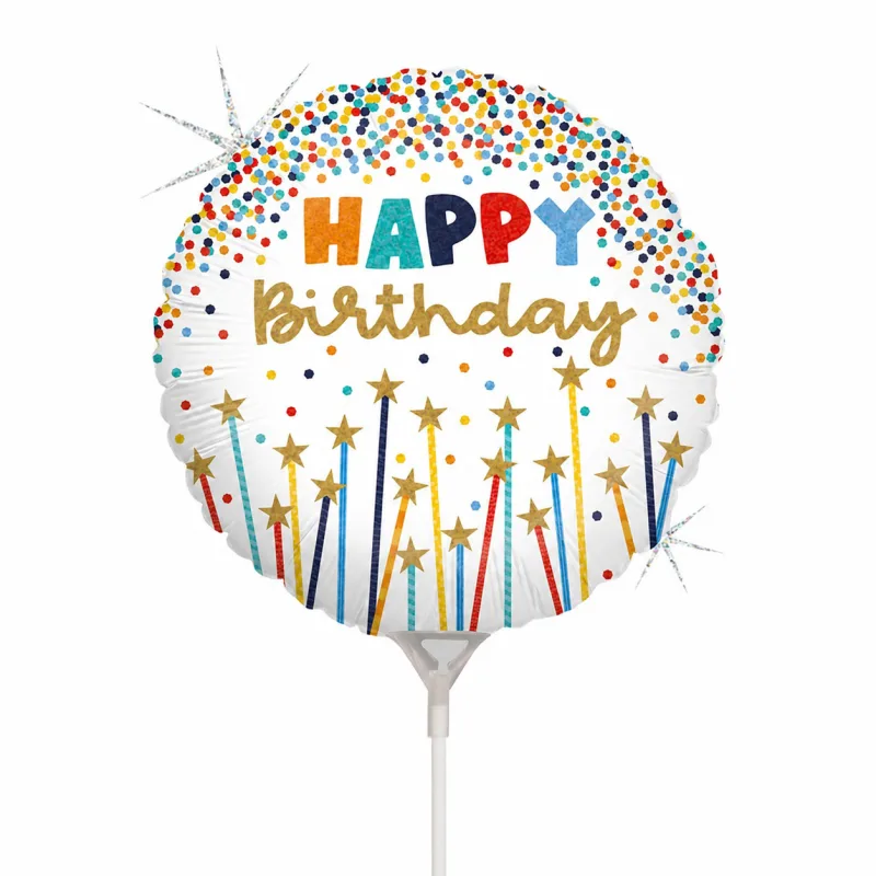 9" Mini Shape Μπαλόνι - Birthday Star Candles