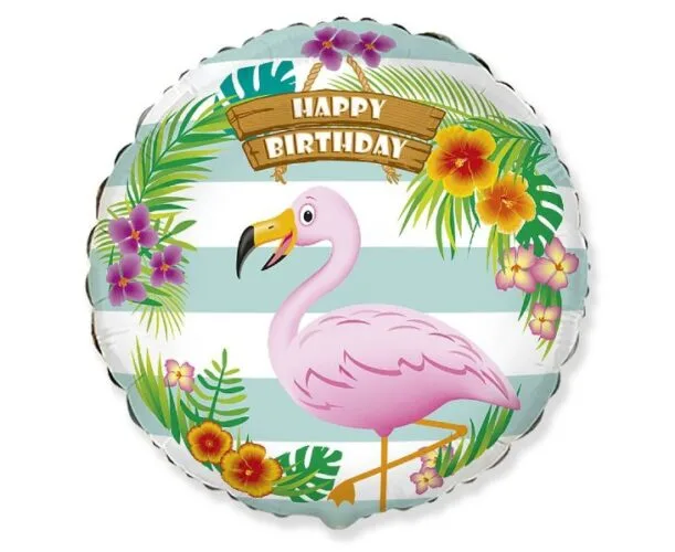 18" Μπαλόνι Φλαμίνγκο Happy Birthday