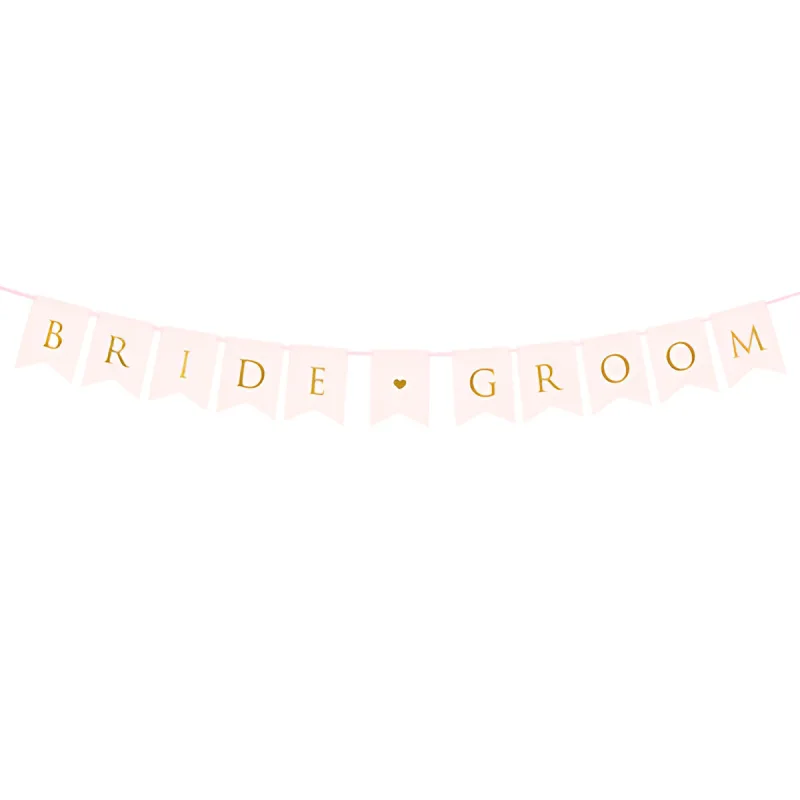 Διακοσμητικό μπάνερ ροζ "Bride - Groom"