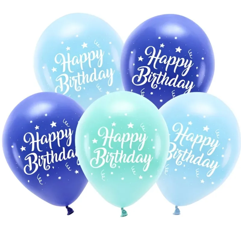 Eco Μπαλόνια Happy Birthday μπλε (5 τεμ)