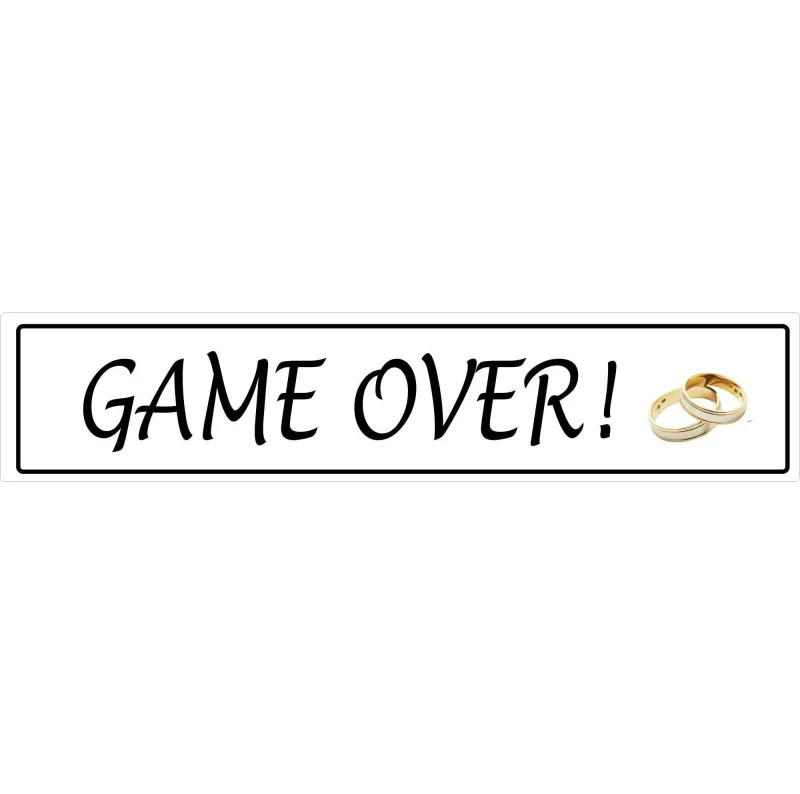 Πινακίδα αυτοκινήτου γάμου "Game Over" με βέρες (2 τεμ)