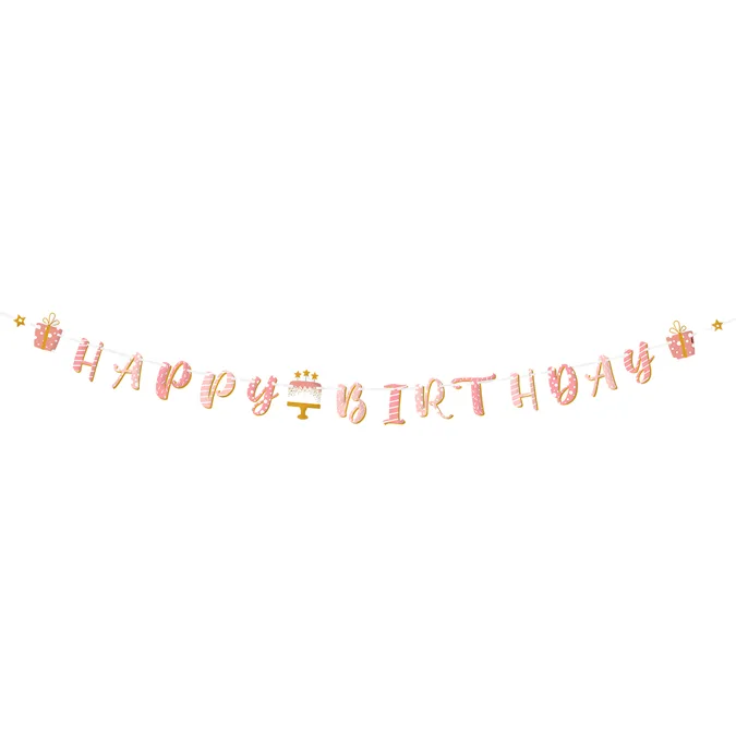 Γιρλάντα Happy Birthday Rose Confetti 3m