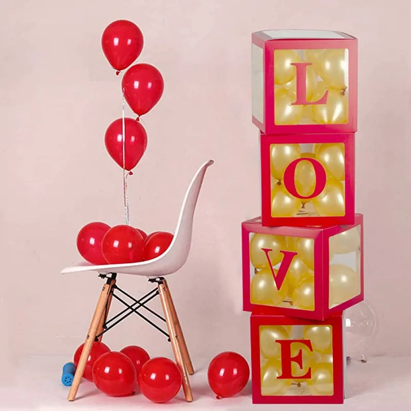 Κόκκινα Κουτιά διακόσμησης για μπαλόνια – LOVE