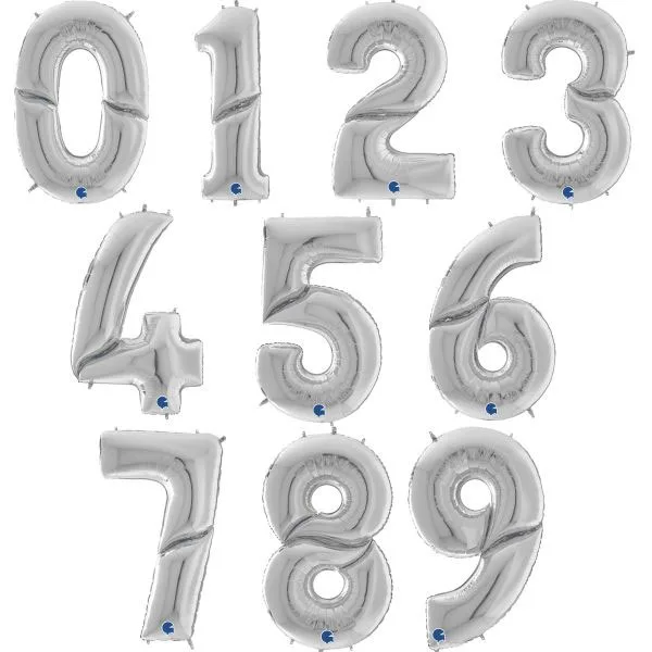 Γίγας Μπαλόνια Αριθμοί Ασημί 163 cm – 64″