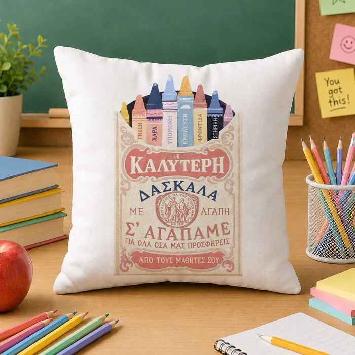Μαξιλάρι για Δασκάλα – Κηρομπογιές